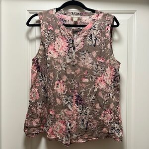 [3/$8] LOFT Pink Floral Sleeveless Blouse